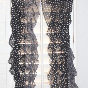 Black & White Polka Dot Ruffle Effect Scarf 72" Long